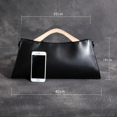 Handmade Leather Long handbag shoulder bag black for women leather crossbody bag