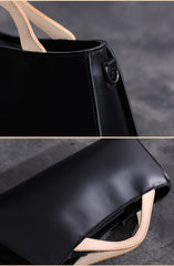 Handmade Leather Long handbag shoulder bag black for women leather crossbody bag