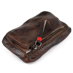 Vintage Leather Men's Zipper Small Wallet Coin Wallet Coin Holder for Men