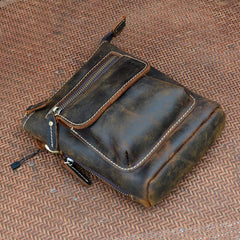 Vintage Brown Leather Men's Small Waist Bag Belt Pouch Belt Bag Small Messenger Bag For Men