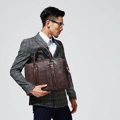 Handmade Leather Mens Briefcases Work Bag Laptop Bag Business Bag for Men
