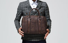 Handmade Leather Mens Briefcases Work Bag Laptop Bag Business Bag for Men