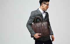 Handmade Leather Mens Briefcases Work Bag Laptop Bag Business Bag for Men