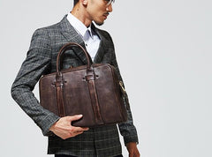 Handmade Leather Mens Briefcases Work Bag Laptop Bag Business Bag for Men