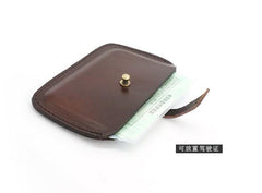 Handmade Leather Mens Card Wallet Front Pocket Wallets Small Wallets for Men