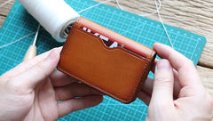 Handmade Leather Mens Change Wallet Card Wallet Front Pocket Wallets Small Wallets for Men