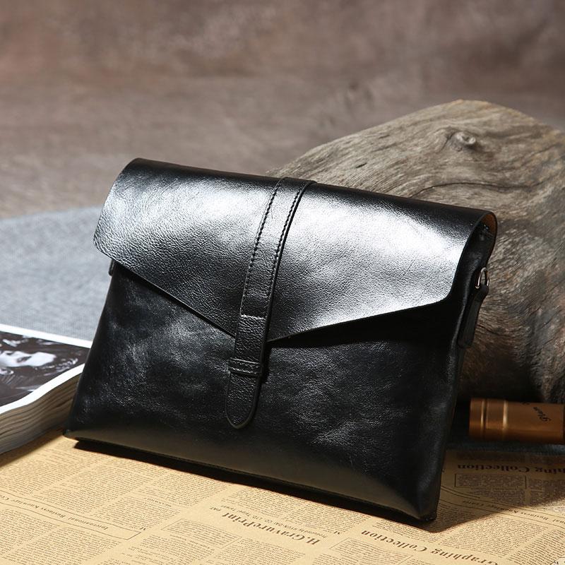 Leather Mens Clutch Cool Slim Wallet Zipper Clutch Wristlet Bag Wallet for Men