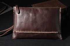 Handmade Leather Mens Brown Clutch Vintage Wristlet Wallet Clutch Wallet for Men