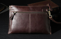 Handmade Leather Mens Brown Clutch Vintage Wristlet Wallet Clutch Wallet for Men