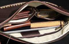 Handmade Leather Mens Brown Clutch Vintage Wristlet Wallet Clutch Wallet for Men