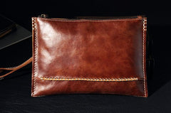 Handmade Leather Mens Brown Clutch Vintage Wristlet Wallet Clutch Wallet for Men