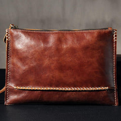 Handmade Leather Mens Brown Clutch Vintage Wristlet Wallet Clutch Wallet for Men