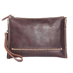 Handmade Leather Mens Brown Clutch Vintage Wristlet Wallet Clutch Wallet for Men