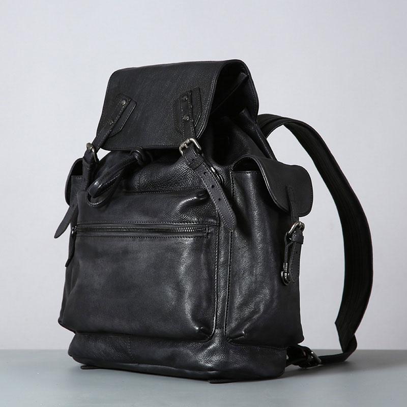 Handmade Leather Mens Cool Backpack Large Travel Backpack Hiking Backpack for Men