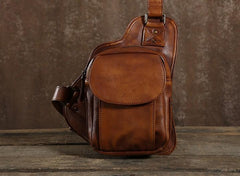 Leather Mens Cool Chest Bags Sling Bag Sling Shoulder Bag for men