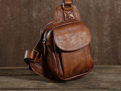 Leather Mens Cool Chest Bags Sling Bag Sling Shoulder Bag for men