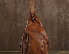 Leather Mens Cool Chest Bag Sling Bag Sling Shoulder Bag Hiking Sling Bag for men