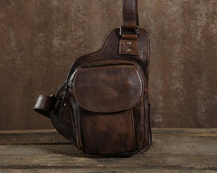Leather Mens Cool Chest Bags Sling Bag Sling Shoulder Bag for men