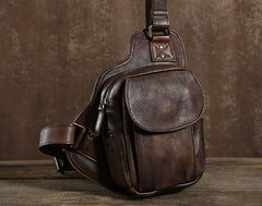Leather Mens Cool Chest Bags Sling Bag Sling Shoulder Bag for men