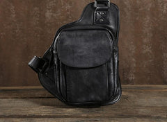 Leather Mens Cool Chest Bags Sling Bag Sling Shoulder Bag for men
