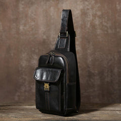 Cool Leather Mens Sling Bag Sling Shoulder Bag Chest Bag for men