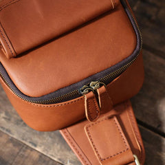Cool Leather Mens Sling Bag Sling Shoulder Bag Chest Bag for men