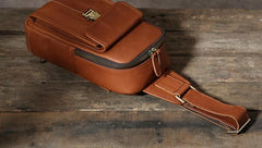 Cool Leather Mens Sling Bag Sling Shoulder Bag Chest Bag for men