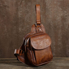 Leather Mens Cool Chest Bags Sling Bag Sling Shoulder Bag for men