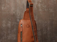 Cool Leather Mens Sling Bag Sling Shoulder Bag Chest Bag for men