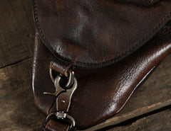 Leather Mens Cool Chest Bag Sling Bag Sling Shoulder Bag Hiking Sling Bag for men
