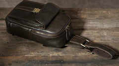 Cool Leather Mens Sling Bag Sling Shoulder Bag Chest Bag for men