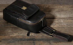 Cool Leather Mens Sling Bag Sling Shoulder Bag Chest Bag for men