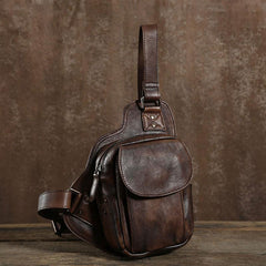 Leather Mens Cool Chest Bags Sling Bag Sling Shoulder Bag for men