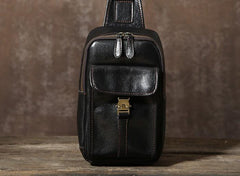Cool Leather Mens Sling Bag Sling Shoulder Bag Chest Bag for men