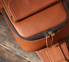 Cool Leather Mens Sling Bag Sling Shoulder Bag Chest Bag for men