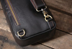 Cool Leather Mens Sling Bag Sling Shoulder Bag Chest Bag for men