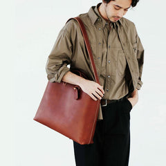 Handmade Leather Mens Cool Handbag Tote Shoulder Bag Work Bag Laptop Bag for Men