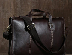 Cool Leather Mens  Briefcase Work Bag Vintage Business Bags Laptop Bags for men