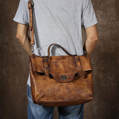 Vintage Leather Mens Cool Messenger Bag Work Bag Business Bag Laptop Bag for men