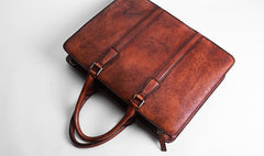 Vintage Cool Leather Mens Briefcase Work Bag Business Bags Laptop Bag for men