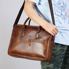 Leather Mens Cool Briefcase Shoulder Bag Work Bag Business Bag Laptop Bag for men