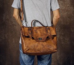 Vintage Leather Mens Cool Messenger Bag Work Bag Business Bag Laptop Bag for men