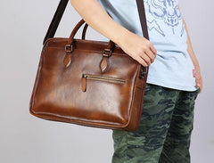 Leather Mens Cool Briefcase Shoulder Bag Work Bag Business Bag Laptop Bag for men