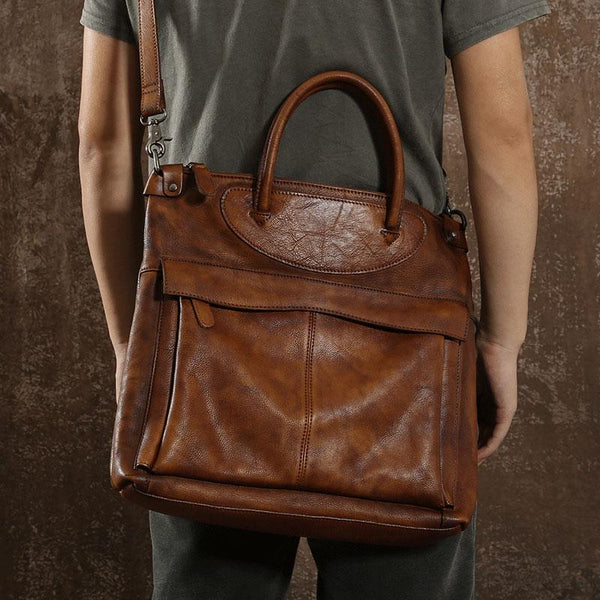 Leather Mens Cool Briefcase Work Bag Shoulder Bag Business Bag Laptop Bag for men