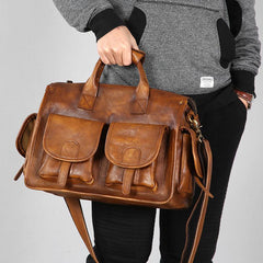 Leather Mens Cool Messenger Bag Travel Bag Business Bag Laptop Bag for men