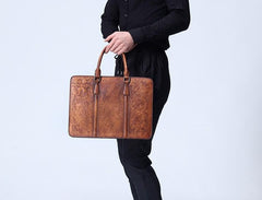 Vintage Cool Leather Mens Briefcase Work Bag Business Bags Laptop Bag for men