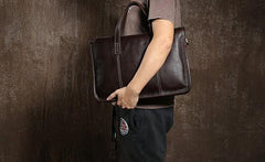 Cool Leather Mens  Briefcase Work Bag Vintage Business Bags Laptop Bags for men