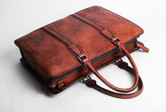 Vintage Cool Leather Mens Briefcase Work Bag Business Bags Laptop Bag for men