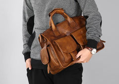 Leather Mens Cool Messenger Bag Travel Bag Business Bag Laptop Bag for men