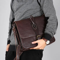 Cool Leather Mens Shoulder Bag Messenger Bag Bike Bag Cycling Bag for men